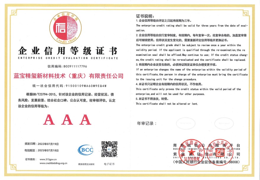 企业信用等级AAA