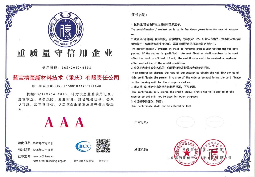 重质量守信用企业